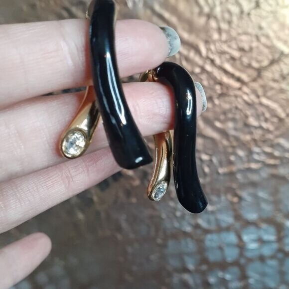 Zara Goldtone, Bejeweled and Enameled Statement Earrings - Picture 14 of 15